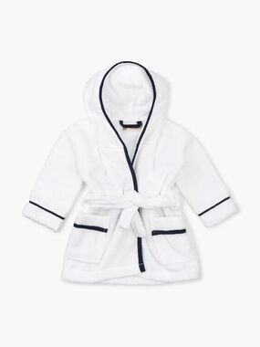 MONICA + ANDY Terry Cloth White Baby Bath Robe 0-6 month Navy